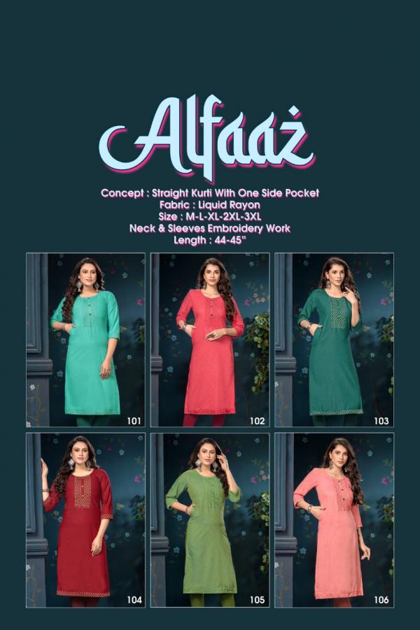 Trendy Alfaaz Vol 1 Rayon Designer Kurti Collecttion